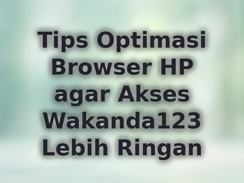 Tips Optimasi Browser HP agar Akses Wakanda123 Lebih Ringan